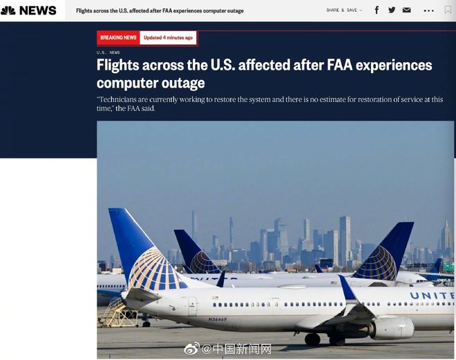 美国航空公司称航班已恢复运行，此前因技术问题停飞全国航班